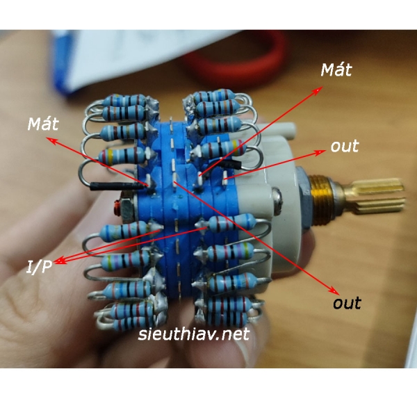 Chiết áp volume kép 24 bước 100K điện trở KOA (V67)