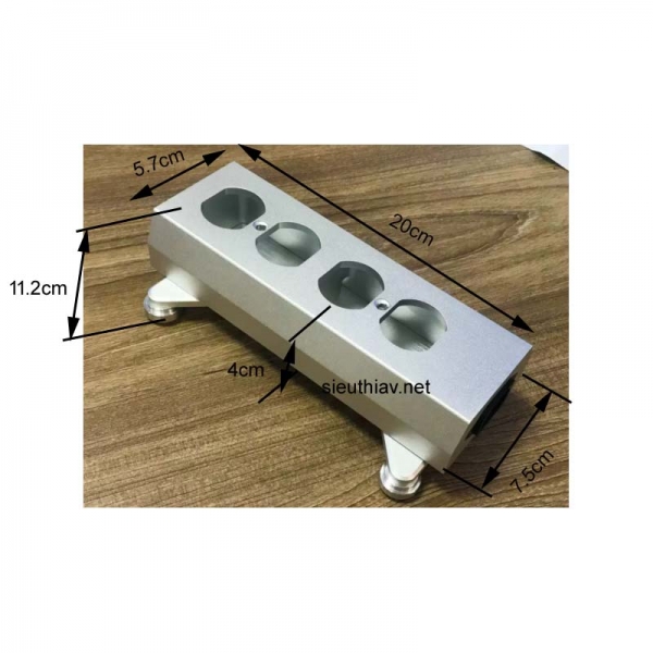 Hộp ổ cắm điện nhôm phay 20x5.7cm (vo125)