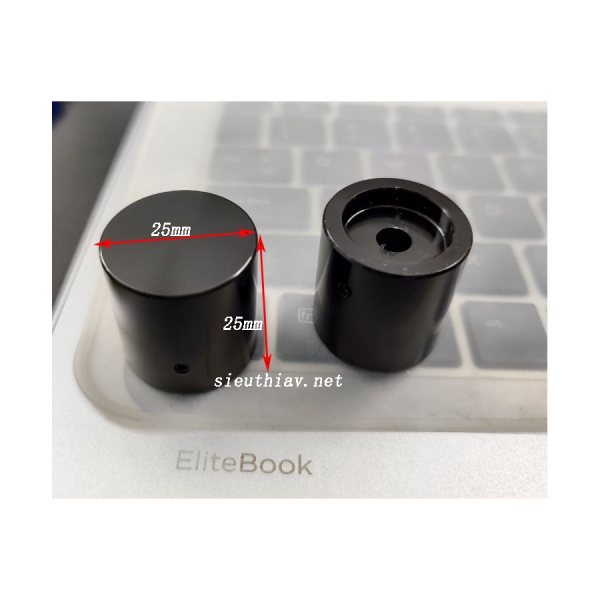 Núm volume nhôm phay 25x25mm đen bóng ( NVL179)