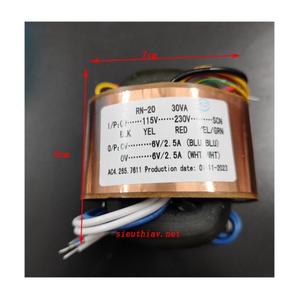 Biến thế Rcore 6Vx2  30VA(BT98)