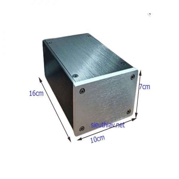 Vỏ nhôm phay 10x7x16cm mặt trắng thân đen có khoét socket (Vo102A)