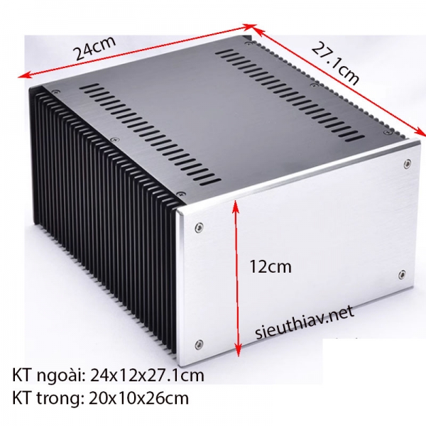 Vỏ nhôm phay có tản nhiệt 24x12x27.1cm (Vo108A)