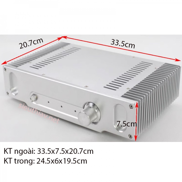 Hộp nhôm phay có tản nhiệt 33.5x7.5x20.7cm (vo117)