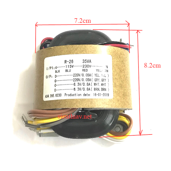 Biến thế Rcore 220V×2+6.3V×2 35W ( BT45 )