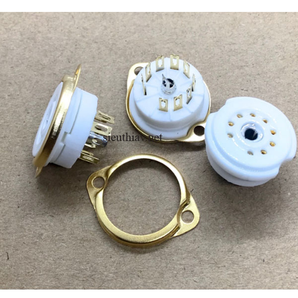 Đế đèn 9 chân gắn chassic mạ vàng 12AX7/12AU7/12AY7/6J8 - chân nhỏ (DD02)